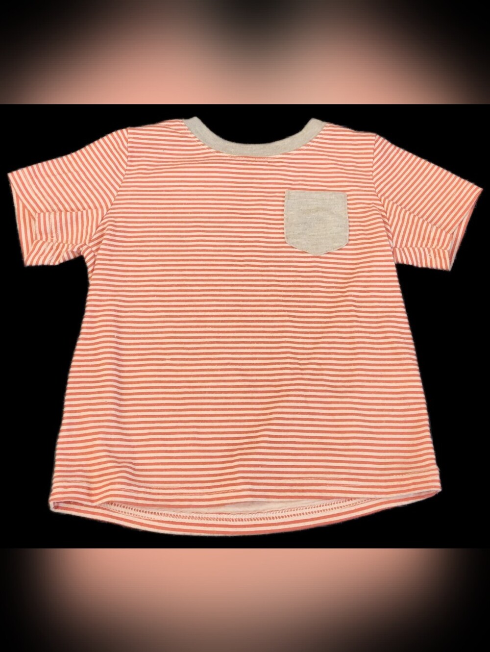 #KCB98 Carter's Coral & White Striped Short Sleeve Tee with Pocket